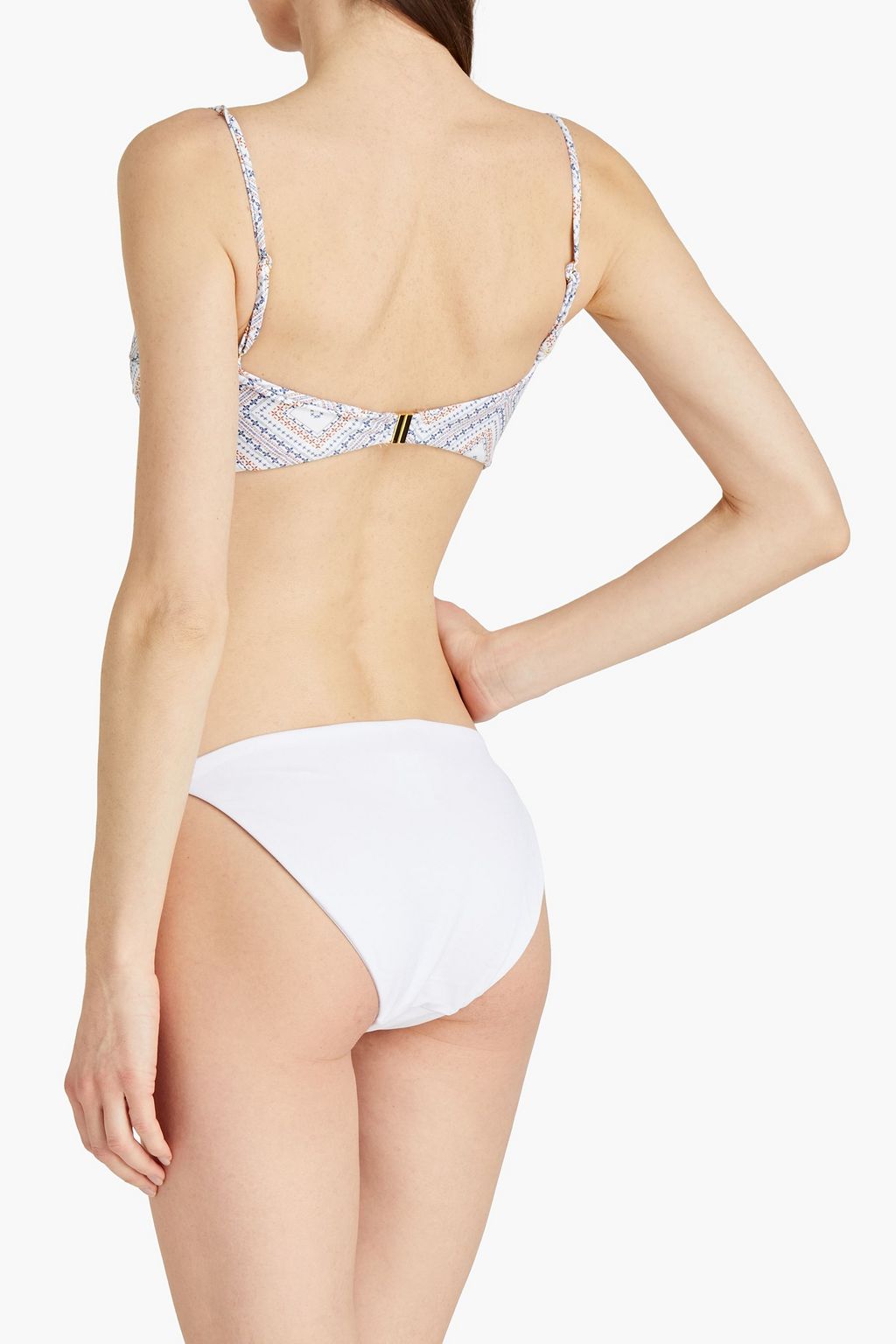 NICHOLAS Ruched printed bandeau bikini top
