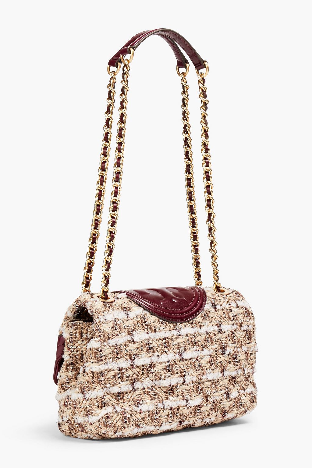 TORY BURCH Fleming quilted bouclétweed shoulder bag THE