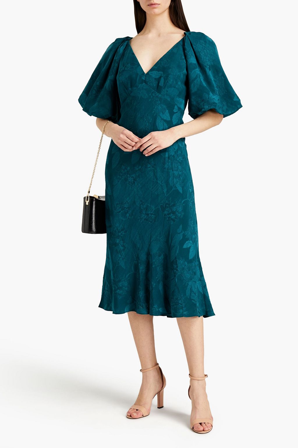 ML MONIQUE LHUILLIER Floral-jacquard midi dress