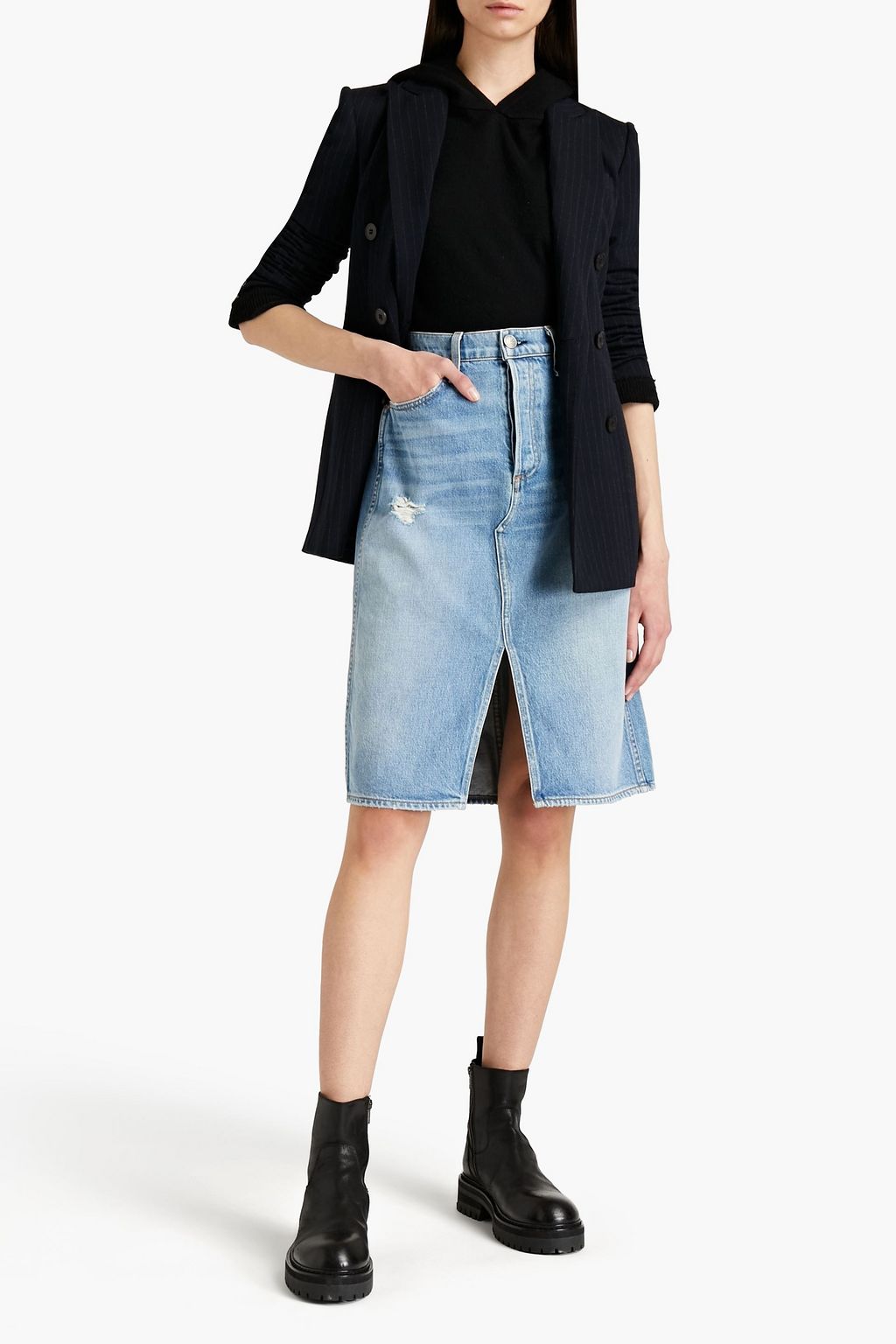 RAG & BONE Distressed denim skirt