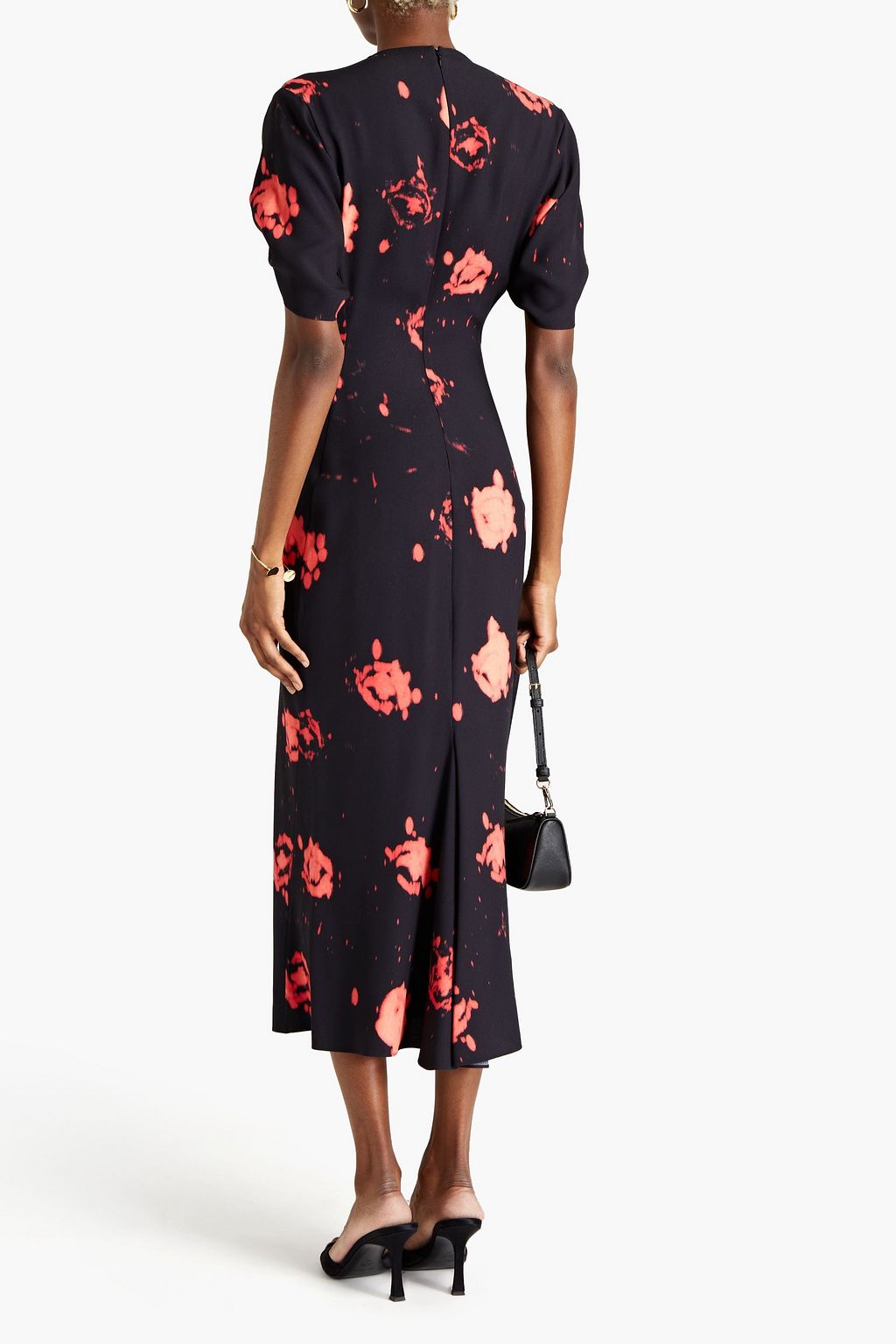 MARNI Draped floral-print cady midi dress