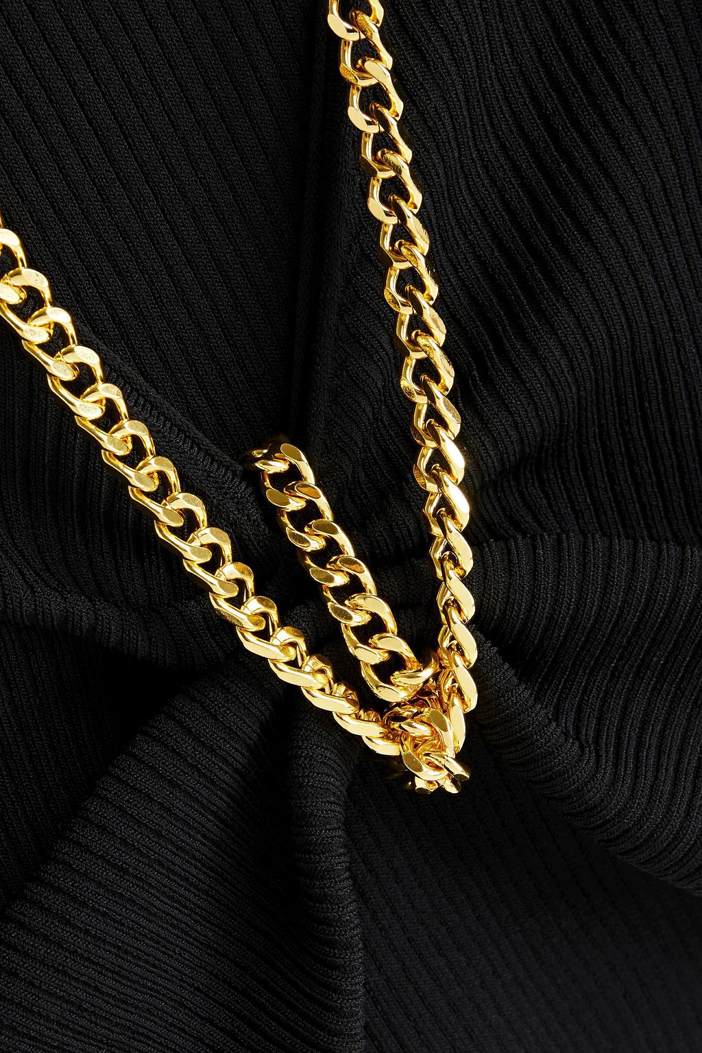 NICHOLAS Cropped chain-embellished ribbed-knit top
