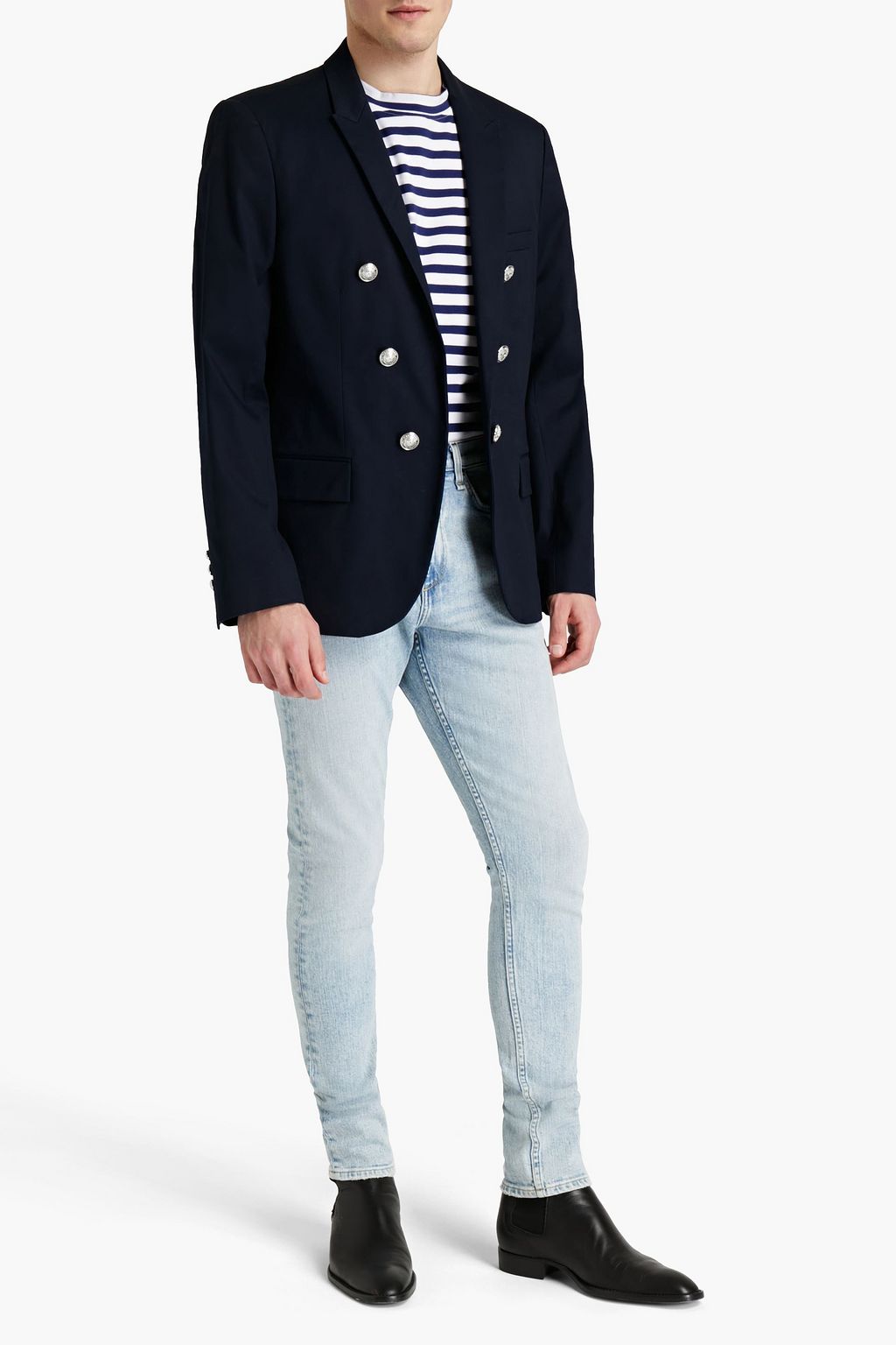 BALMAIN Button-embellished cotton-blend twill blazer