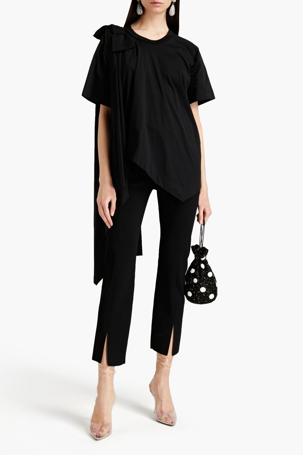SIMONE ROCHA Bow-detailed draped Supima cotton-jersey top