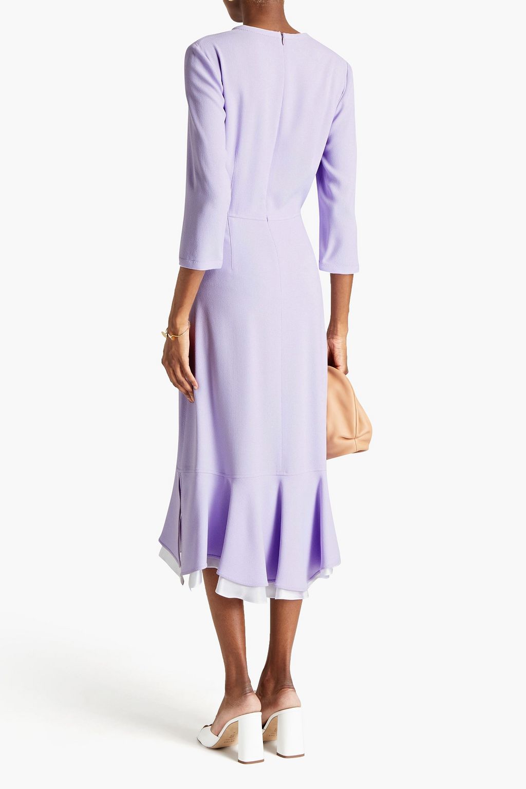 MARNI Layered satin-twill and crepe midi dress