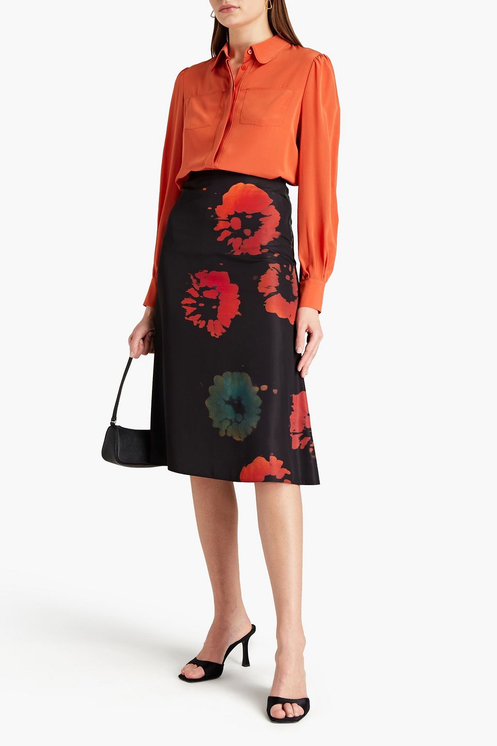 MARNI Floral-print crepe midi skirt