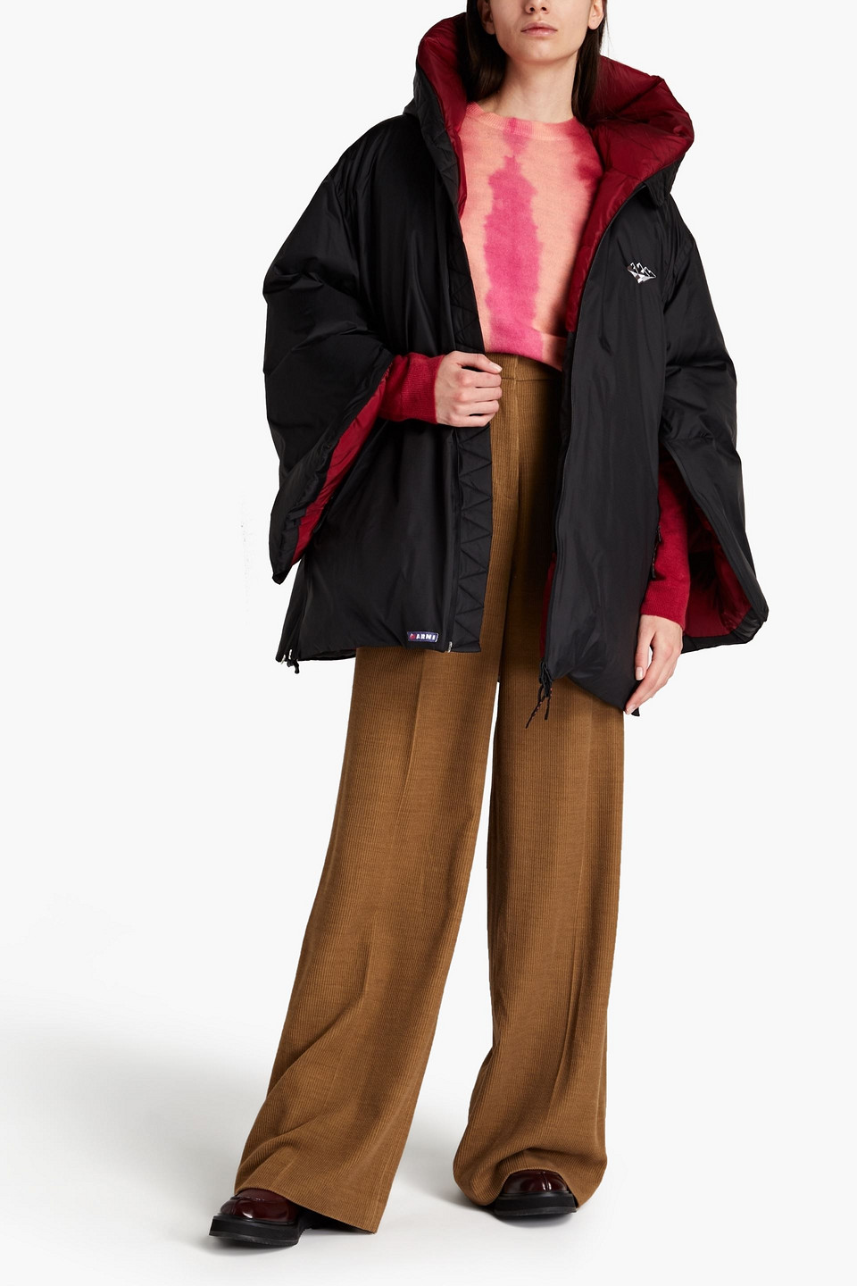Marni Oversized Appliquéd Shell Hooded Down Coat In Black