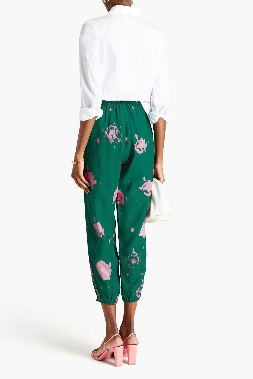 MARNI Cropped floral-print crepe tapered pants