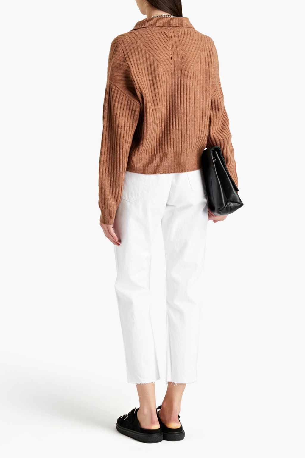 RAG & BONE Maxine ribbed merino wool-blend polo shirt