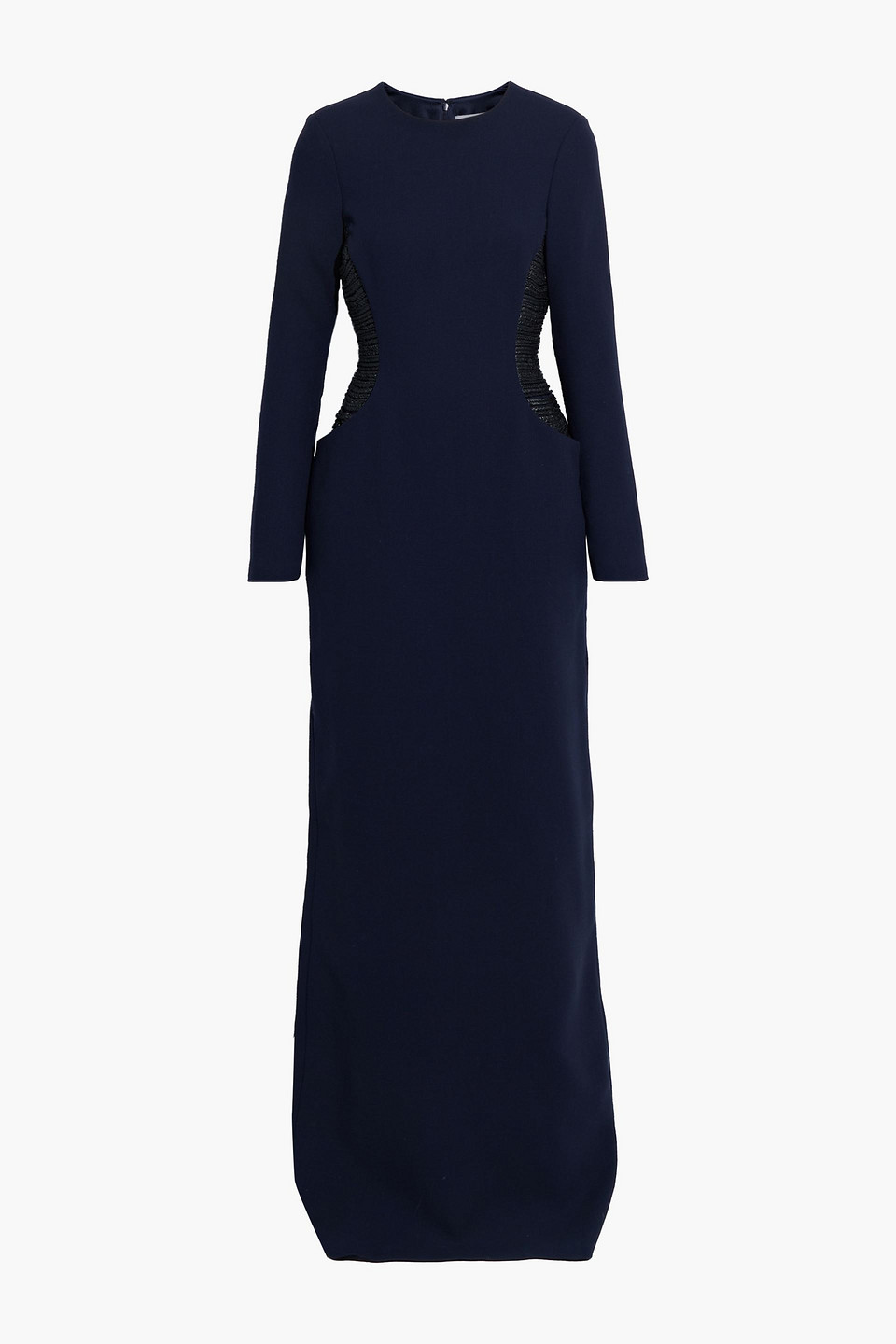 Godzilla braid-trimmed wool-crepe maxi dress