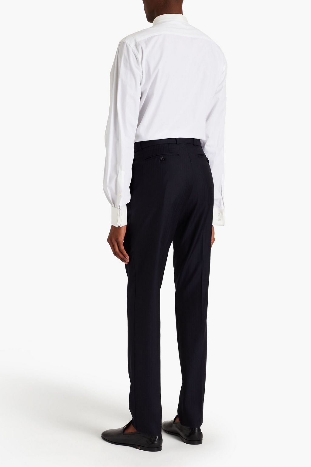 BALMAIN Piqué-trimmed cotton-poplin shirt