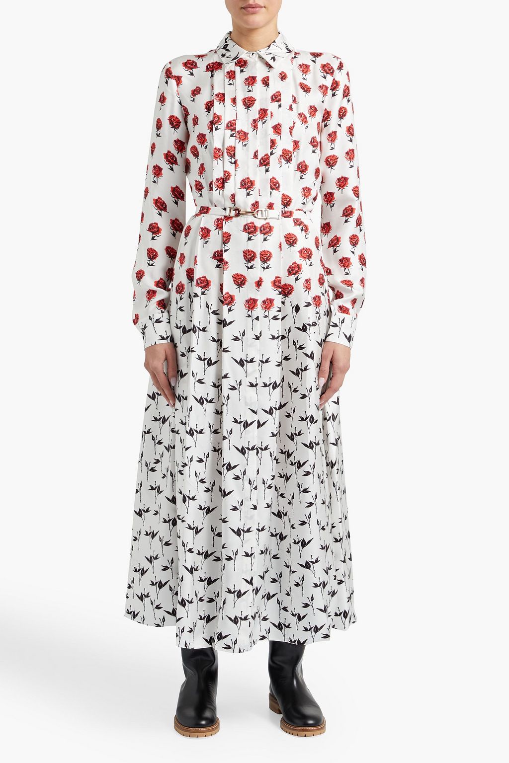 GABRIELA HEARST Claudia belted pintucked floral-print silk-twill shirt dress