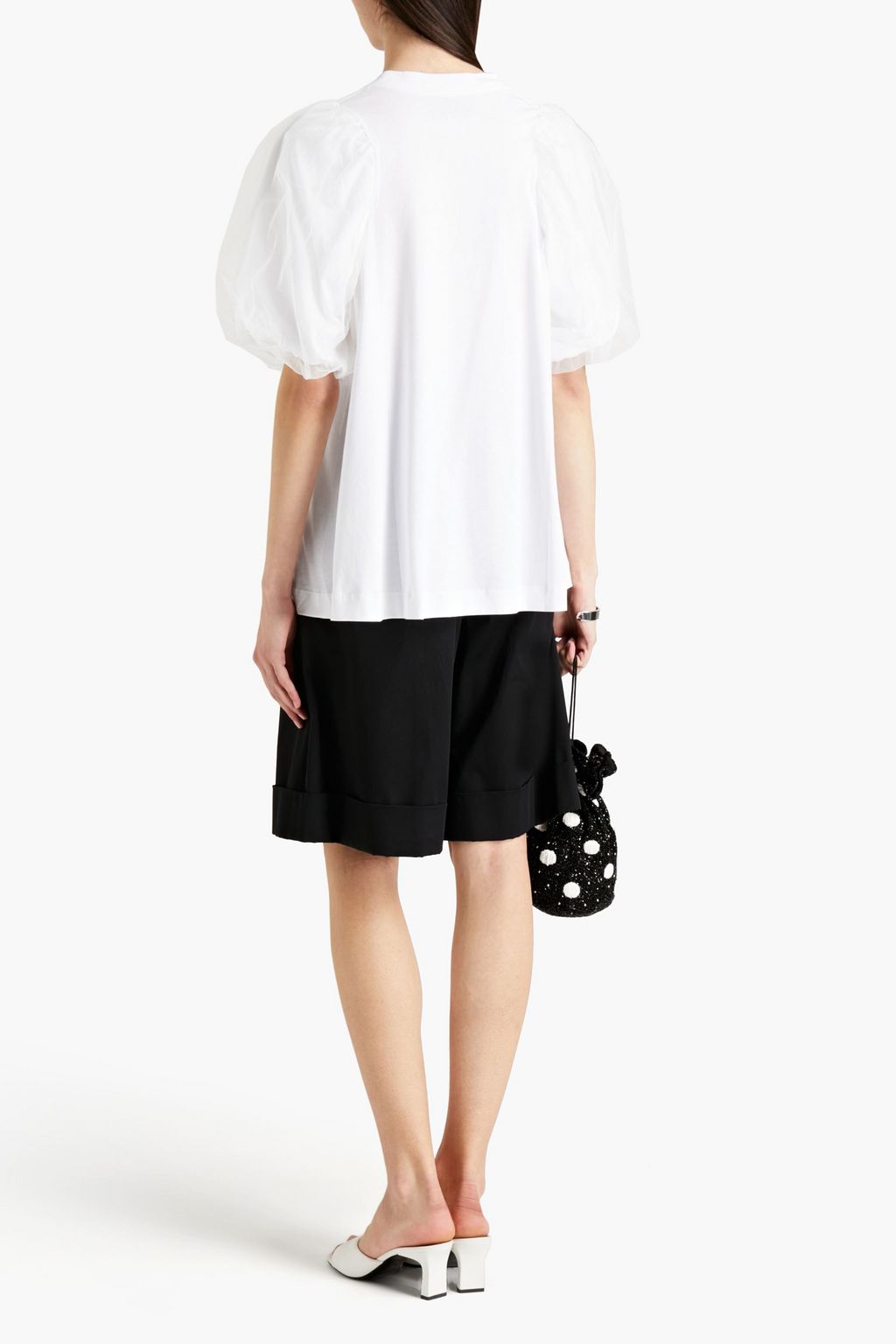 SIMONE ROCHA Tulle-paneled Supima cotton-jersey T-shirt