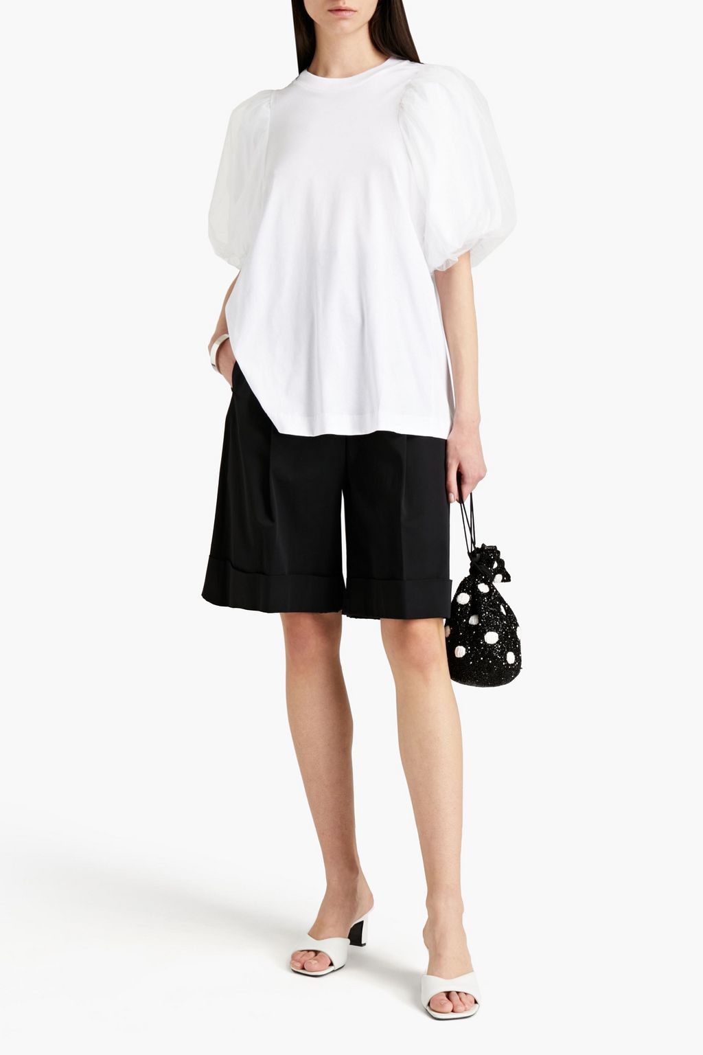 SIMONE ROCHA Tulle-paneled Supima cotton-jersey T-shirt