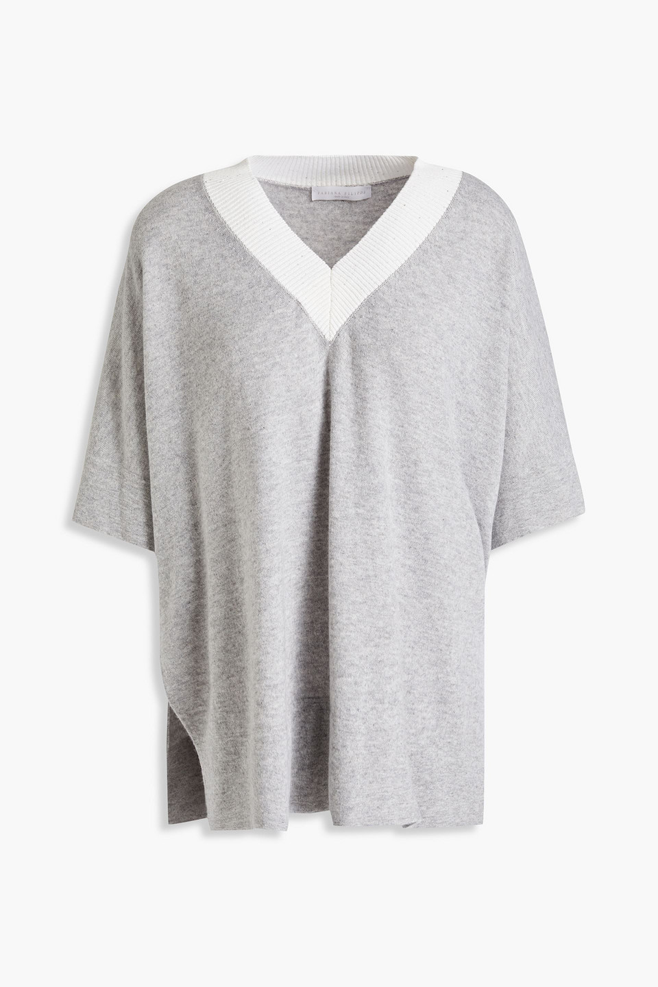 Fabiana Filippi Woman Sequin-embellished Two-tone Cashmere Sweater Gray Size L