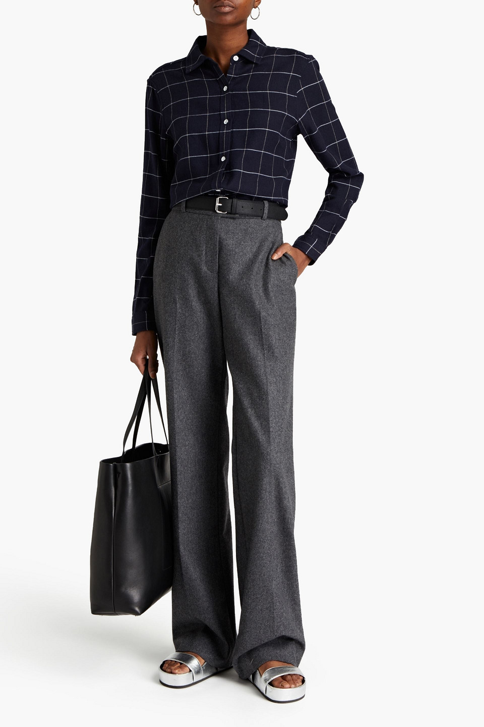Rag & Bone Quinn Checked Flannel Shirt In Navy
