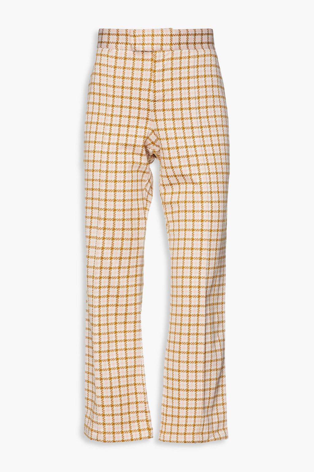 Camel Houndstooth jacquard kick-flare 