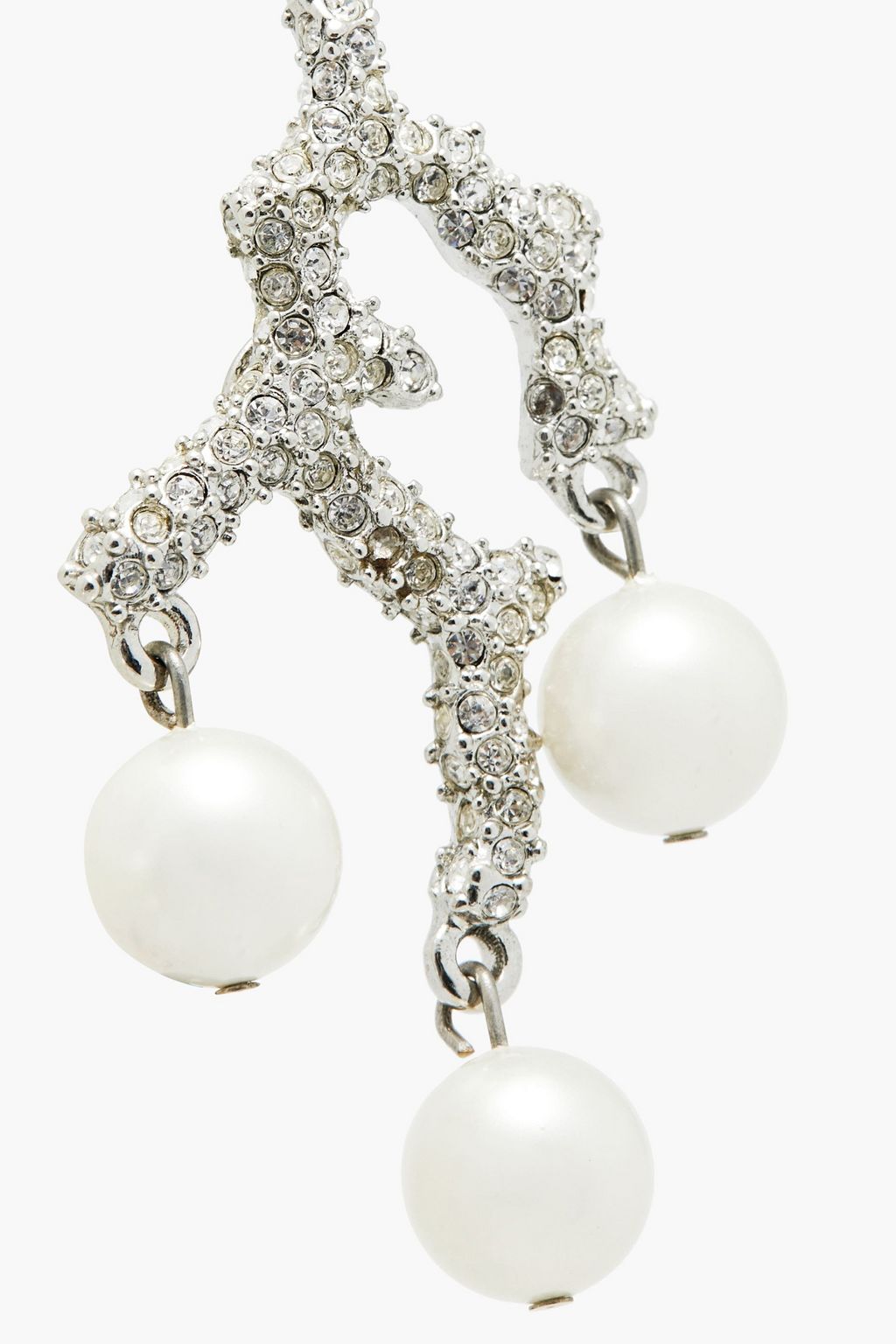 KENNETH JAY LANE Silver-tone, faux pearl and crystal earrings