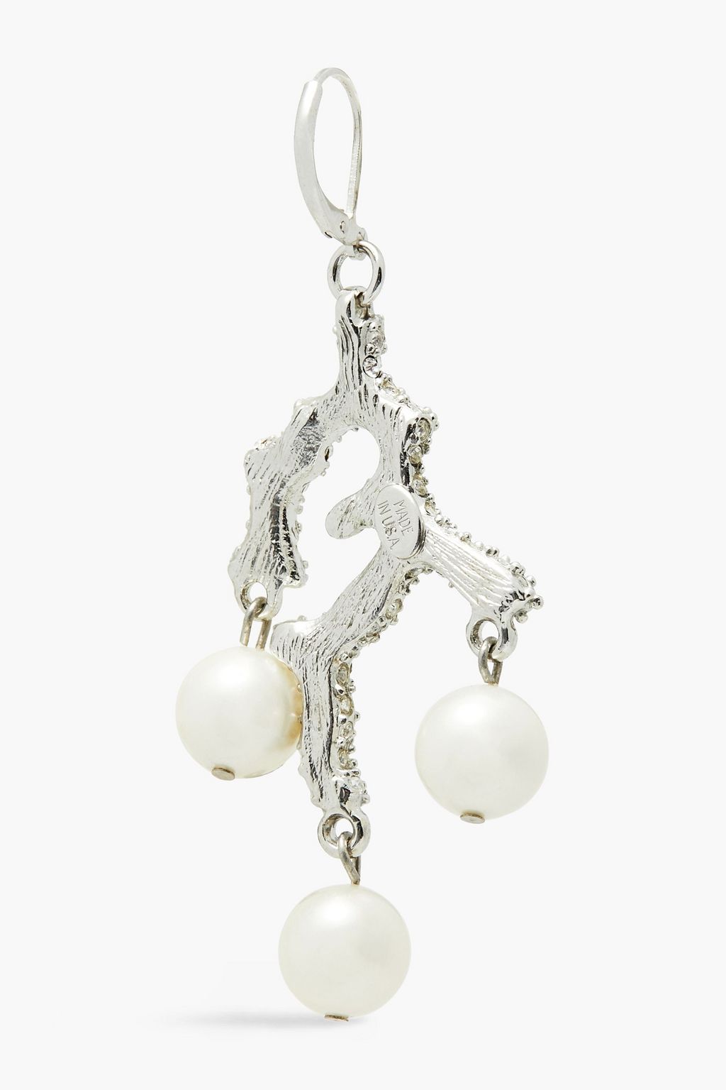 KENNETH JAY LANE Silver-tone, faux pearl and crystal earrings