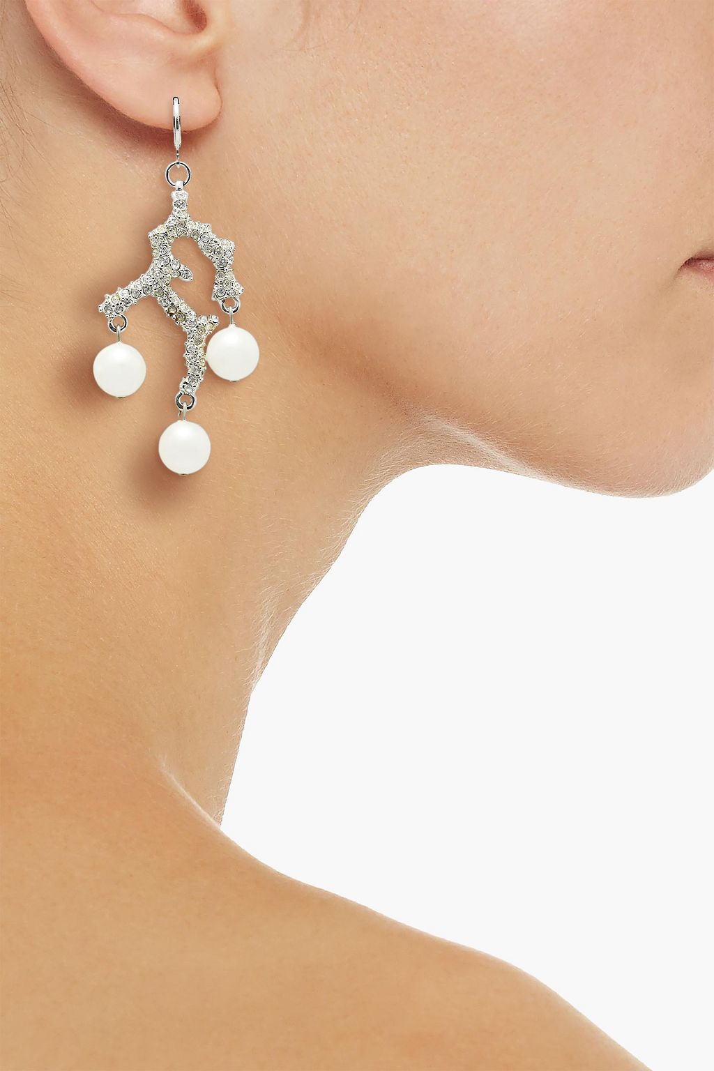 KENNETH JAY LANE Silver-tone, faux pearl and crystal earrings