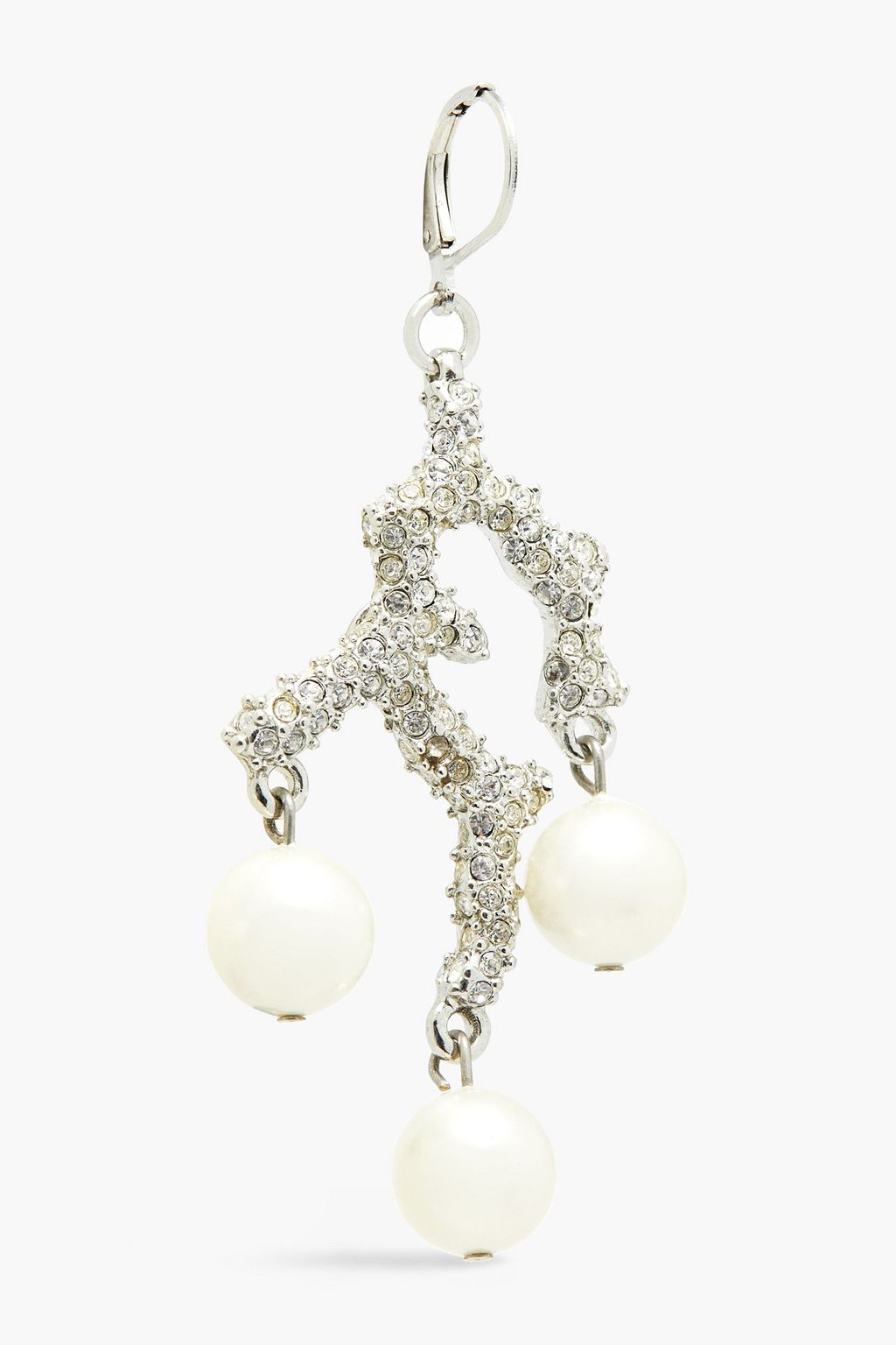 KENNETH JAY LANE Silver-tone, faux pearl and crystal earrings