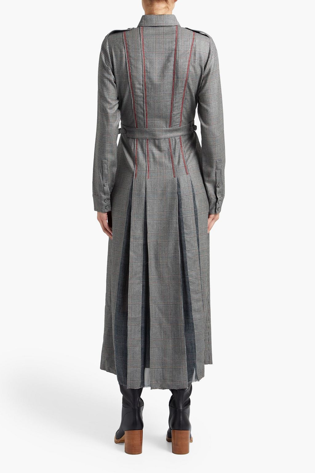 GABRIELA HEARST Ritter pleated houndstooth wool and cashmere-blend shirt dress