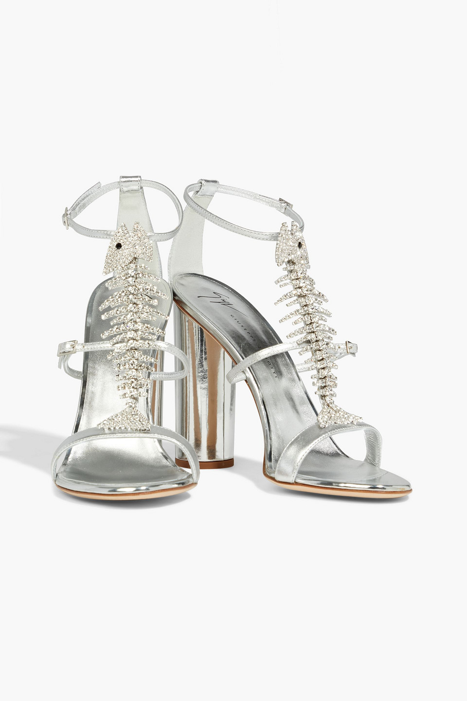 Giuseppe Zanotti Svamp 110 Crystal-embellished Metallic Leather