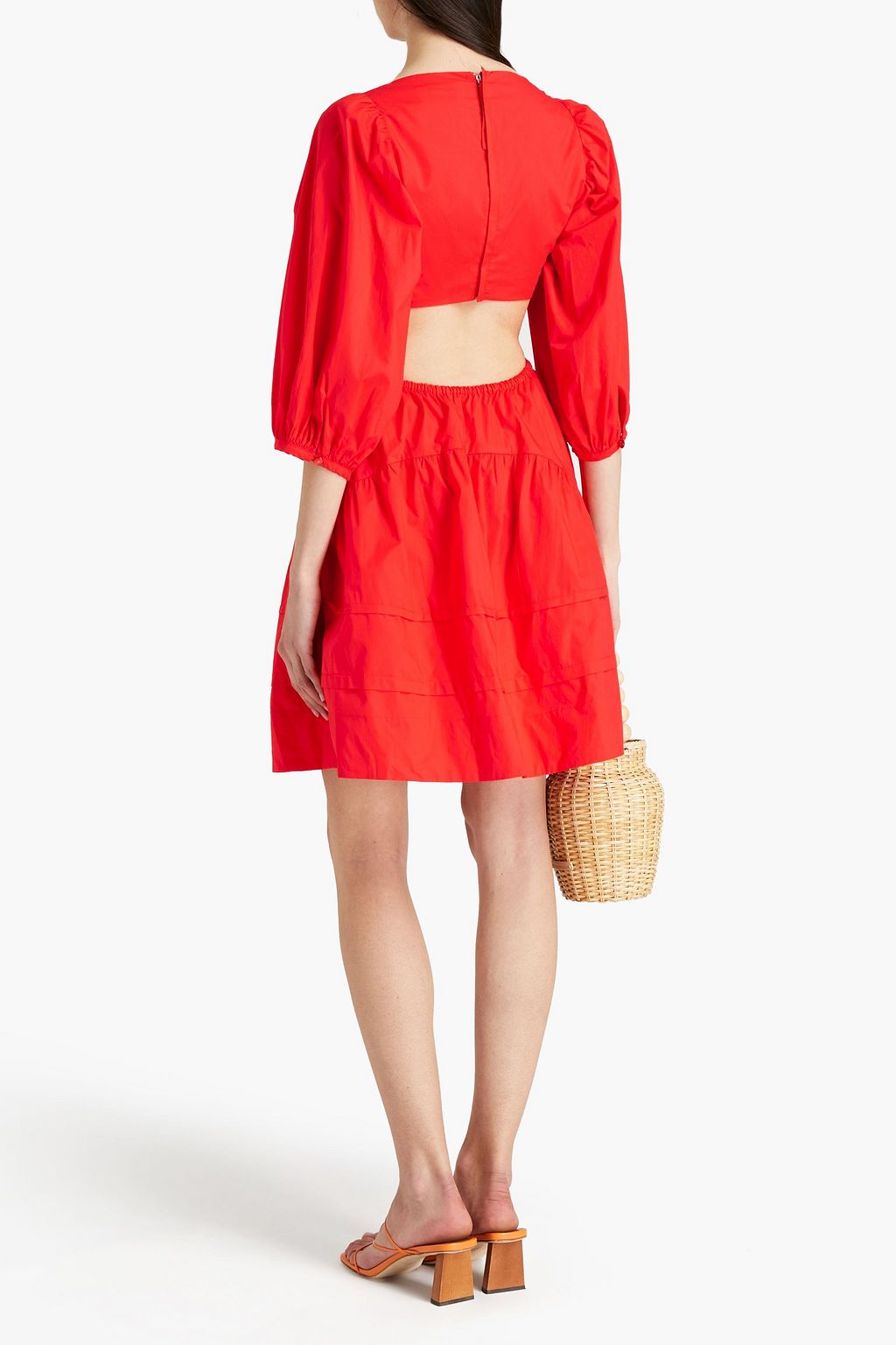 NICHOLAS Berta cutout gathered cottonpoplin dress THE