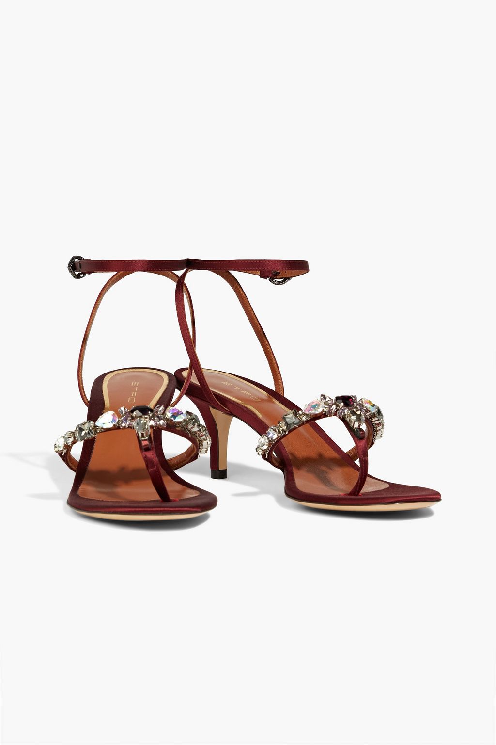 ETRO Crystal-embellished satin sandals