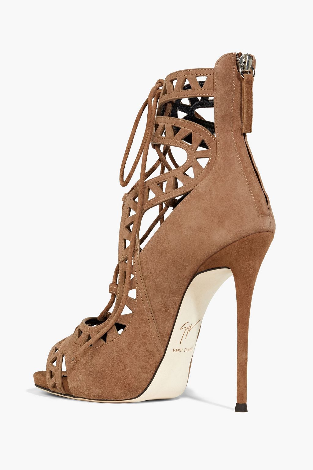 GIUSEPPE ZANOTTI Coline 110 lace-up laser-cut suede sandals