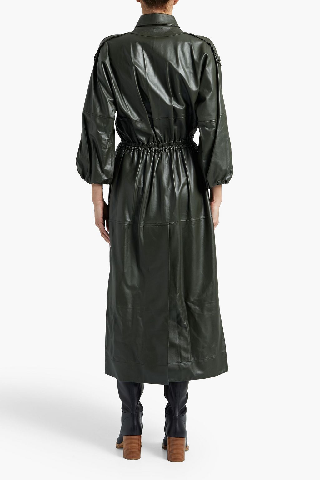 GABRIELA HEARST Ares leather midi shirt dress