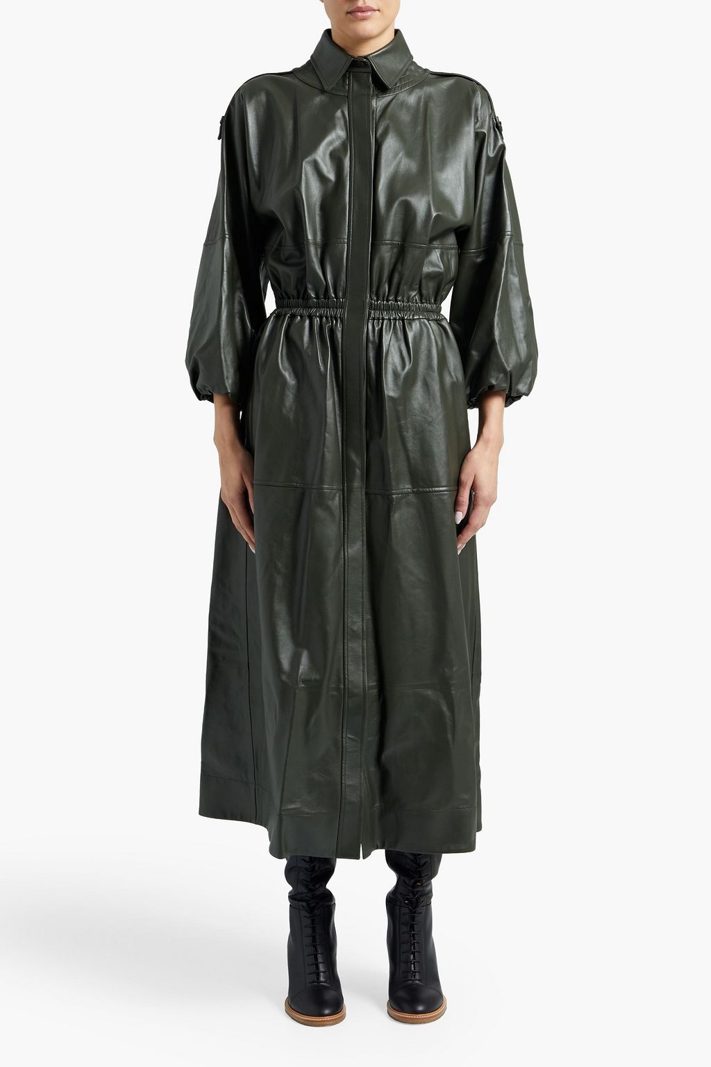 GABRIELA HEARST Ares leather midi shirt dress