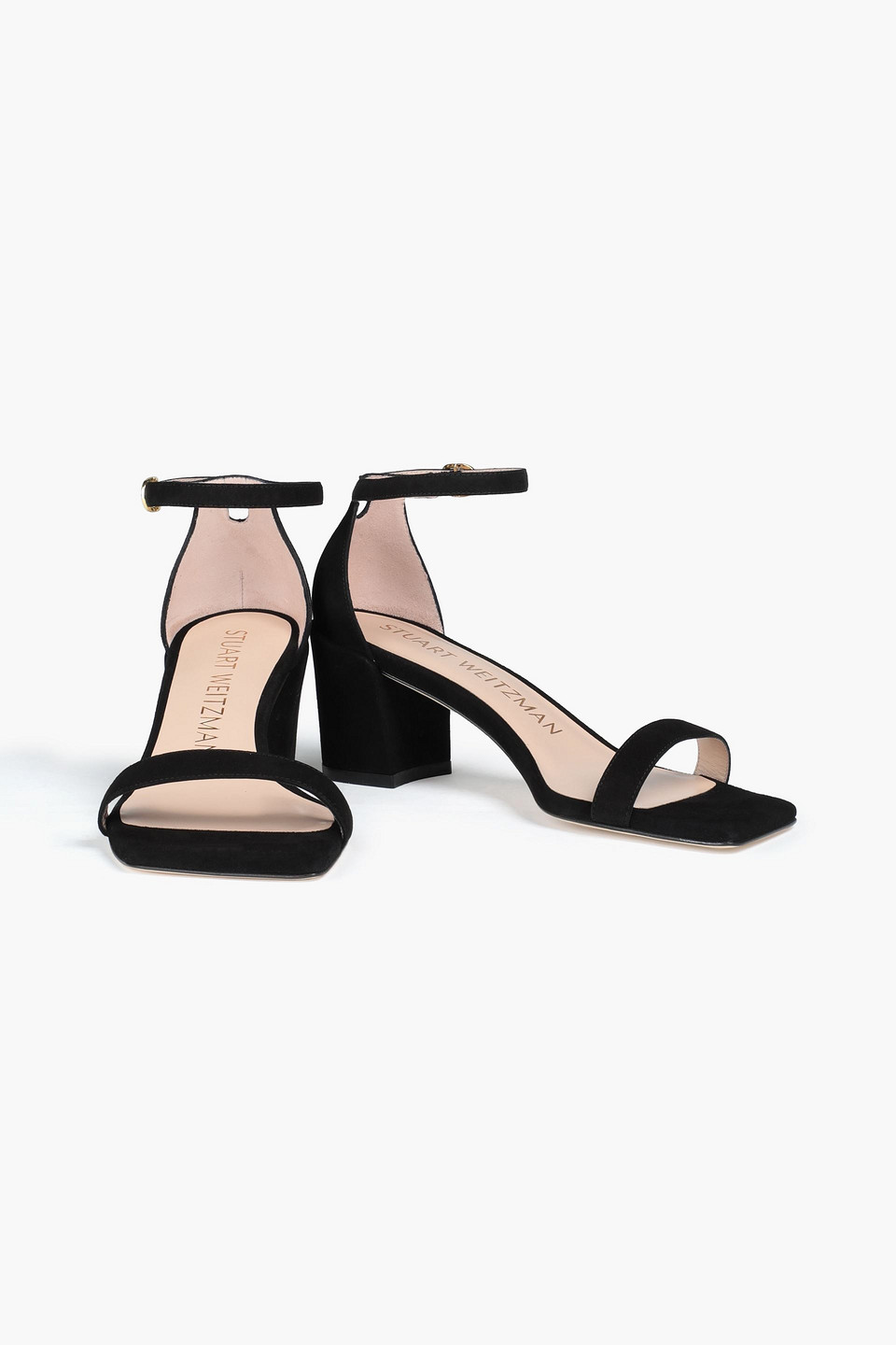 Stuart Weitzman Simple Suede Sandals In Black