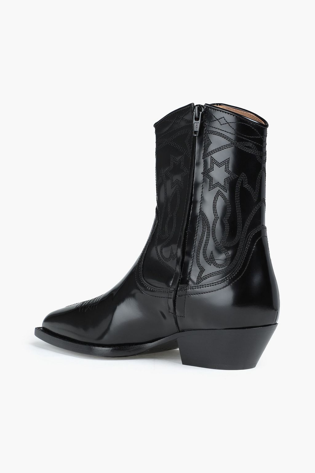 SANDRO Embroidered leather ankle boots