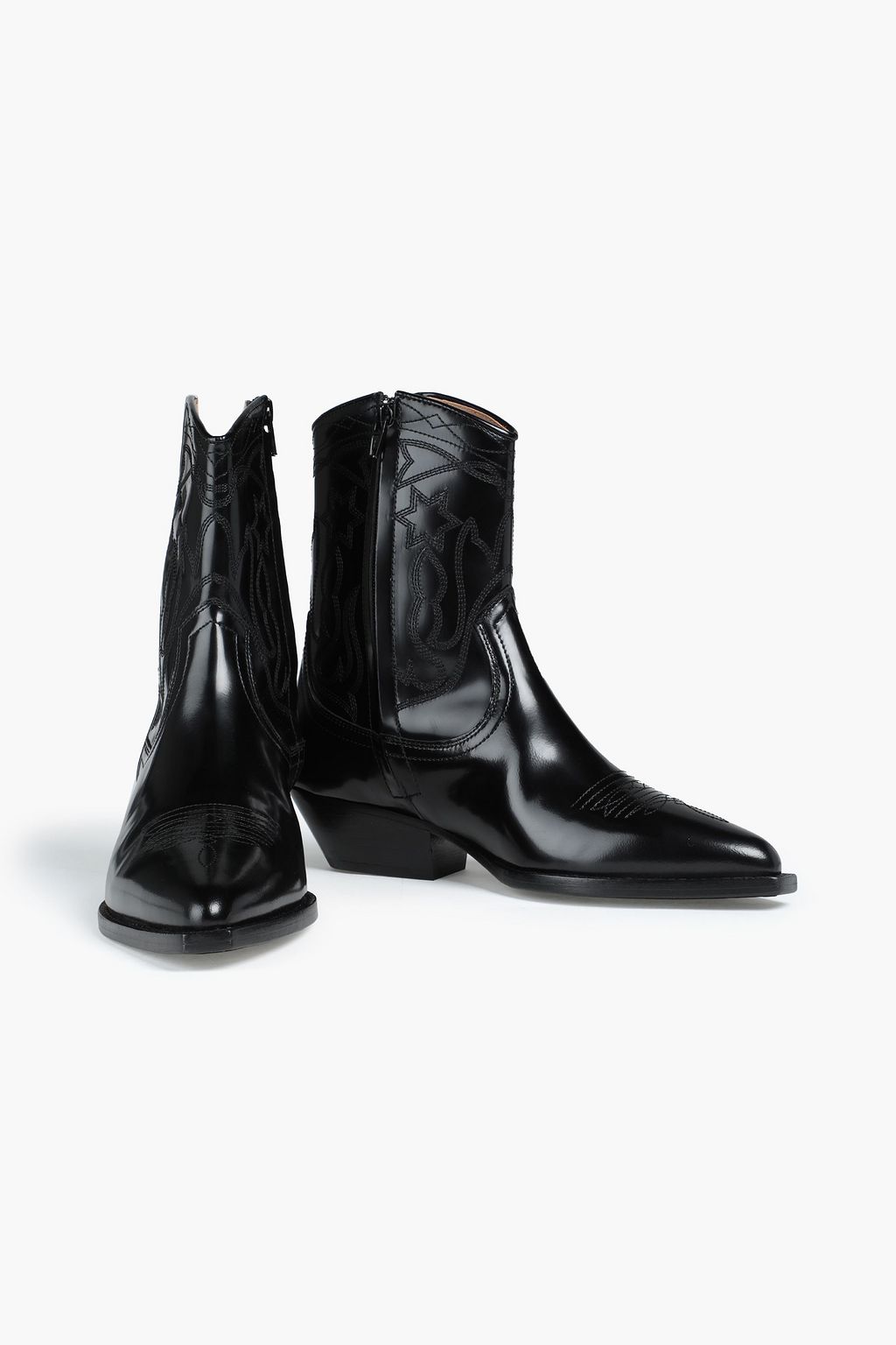 SANDRO Embroidered leather ankle boots
