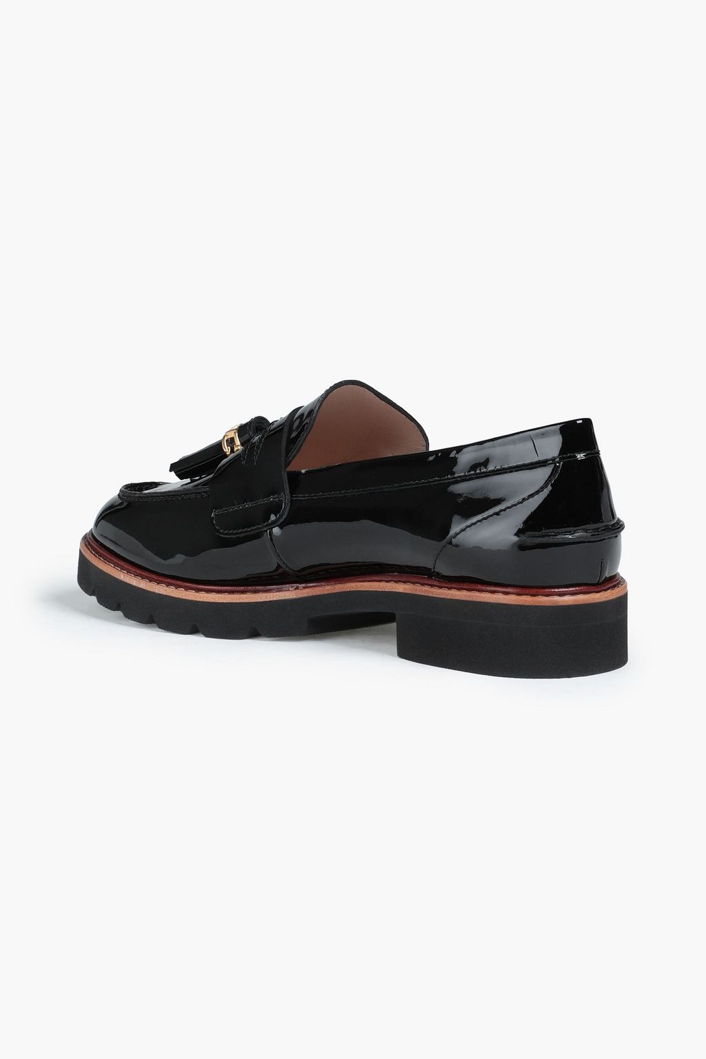STUART WEITZMAN Manila tassel-trimmed patent-leather loafers