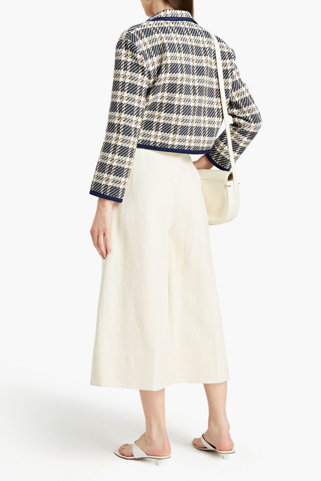 SANDRO Isabela double-breasted checked cotton-blend tweed blazer