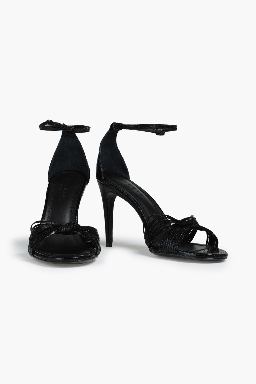 SANDRO Knotted snake-effect leather sandals