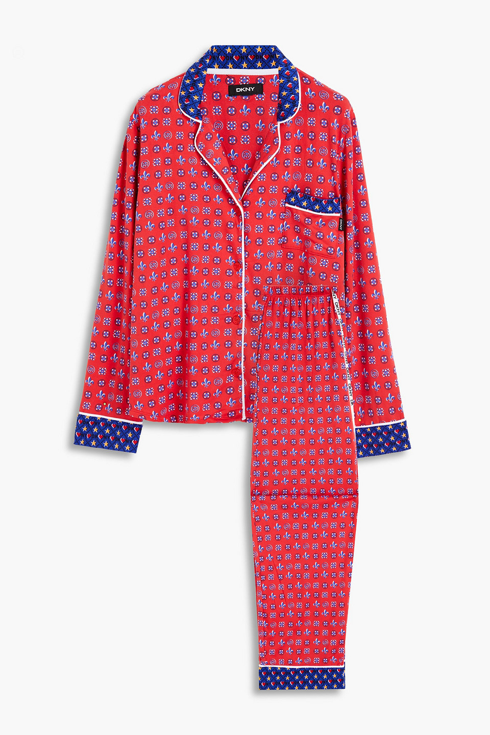 Printed stretch-jersey pajama set