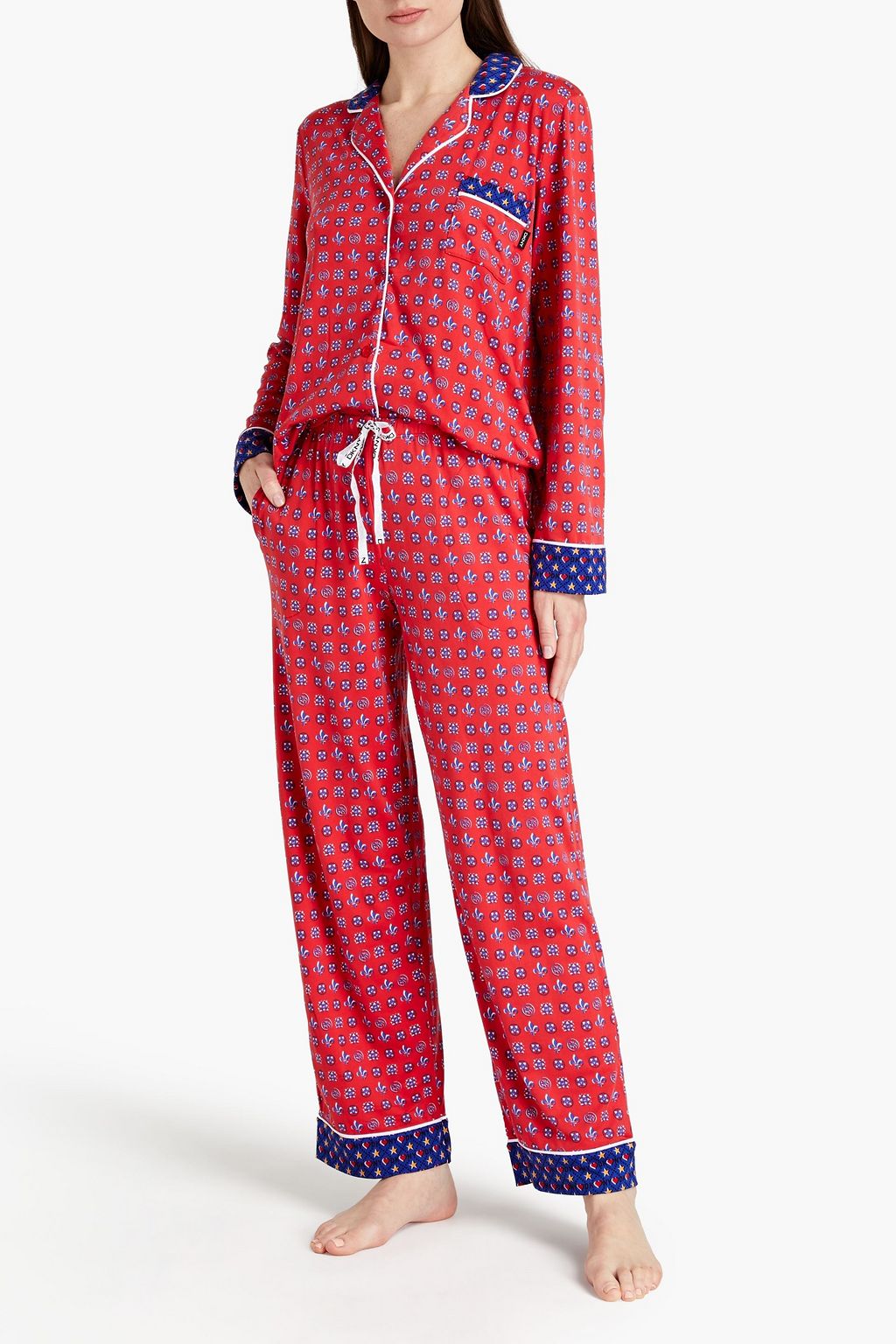DKNY Printed stretch-jersey pajama set