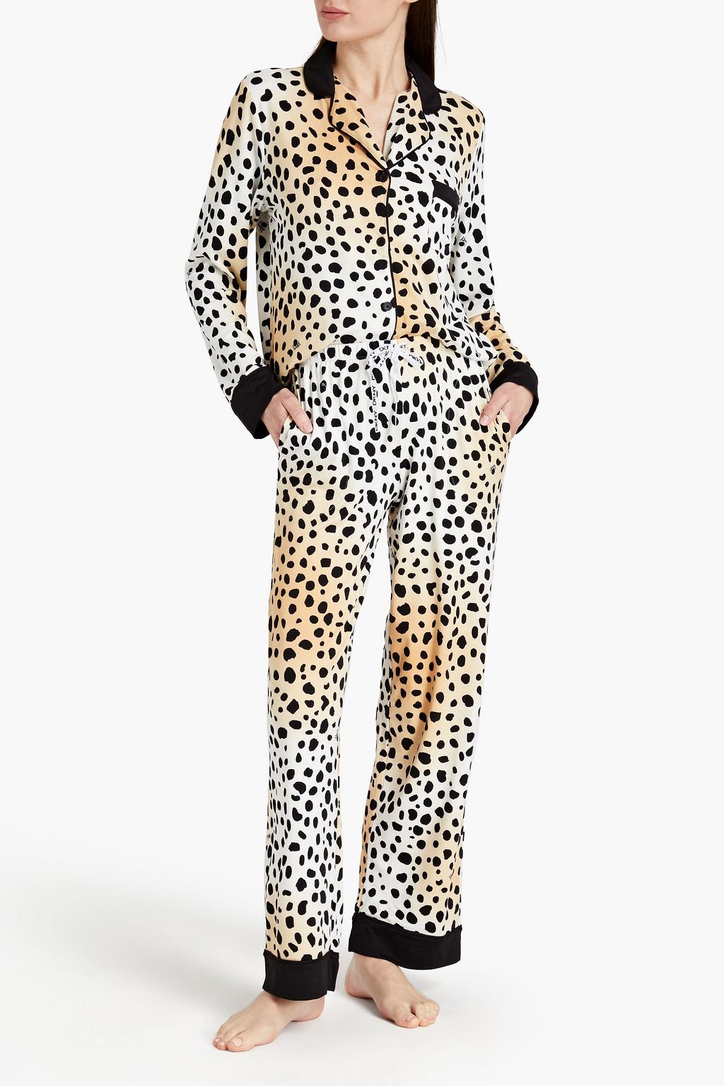 DKNY Printed stretch-jersey pajama set