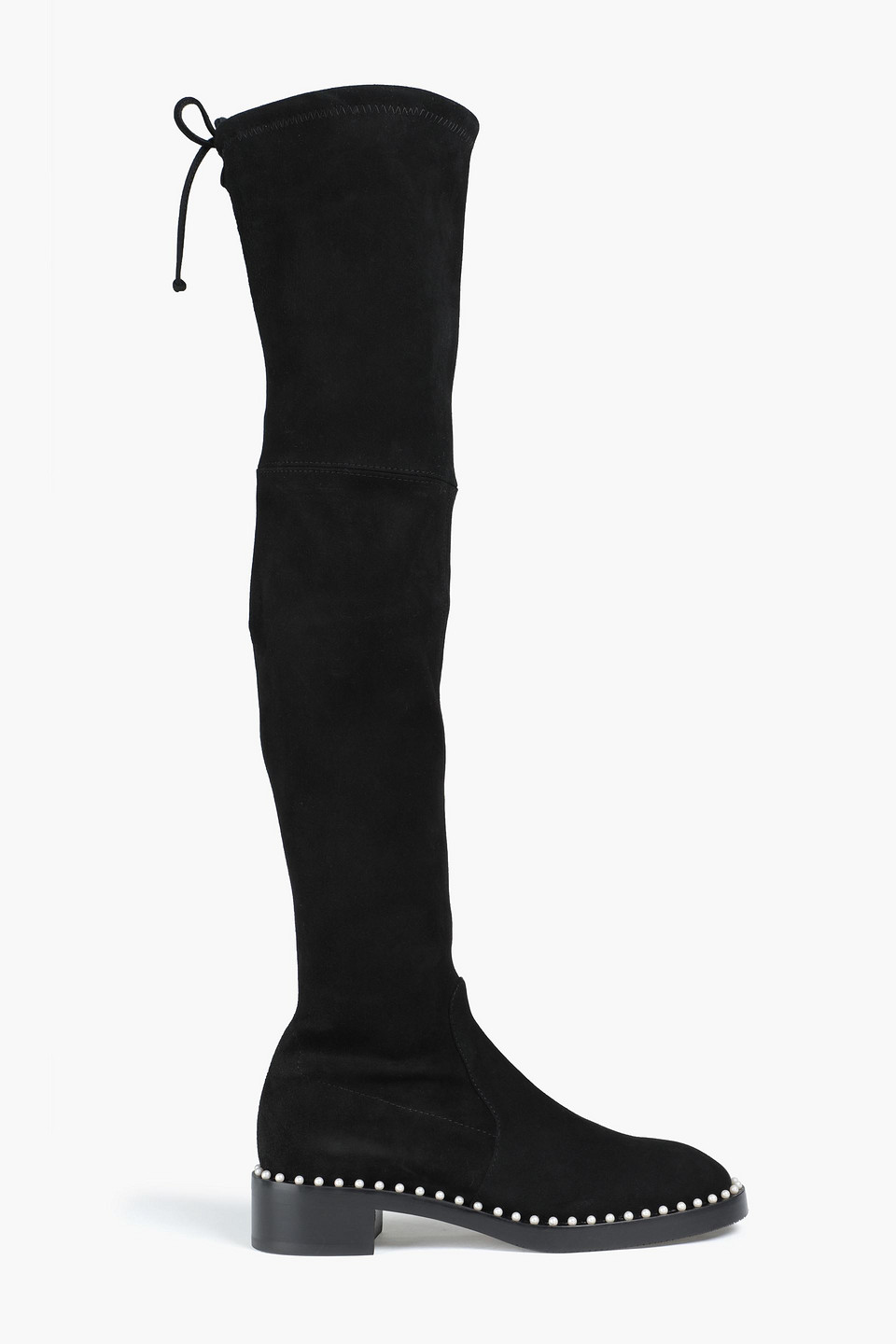 Stuart Weitzman - Lowland embellished stretch-suede over-the-knee boots - Black - EU 36