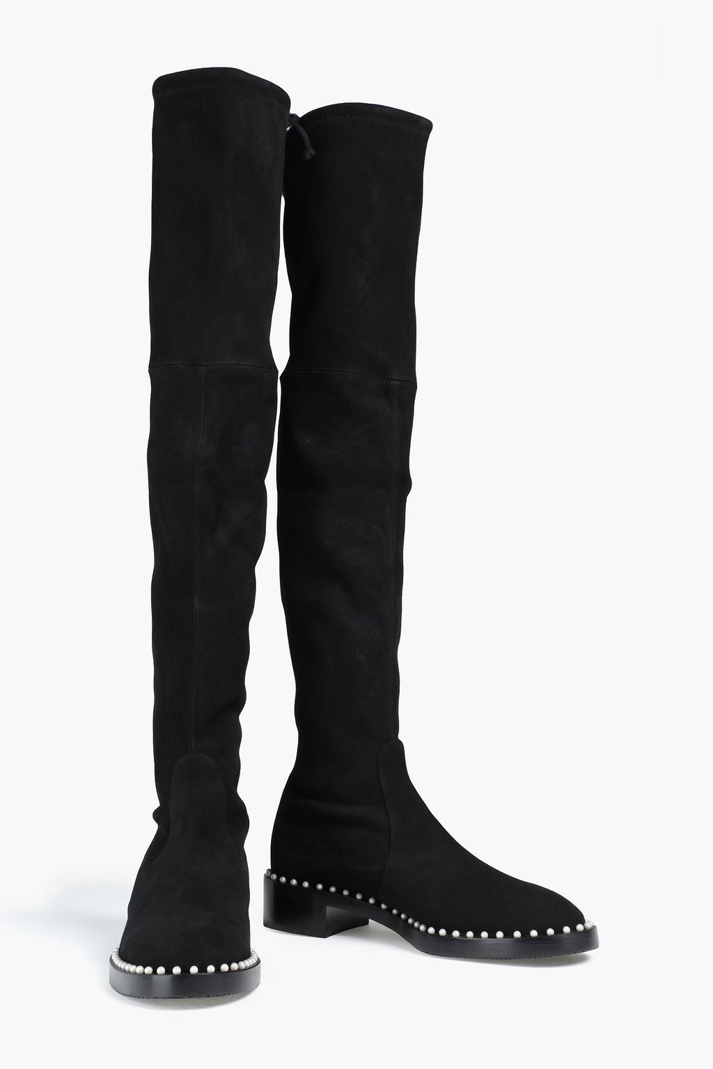 STUART WEITZMAN Lowland embellished stretch-suede over-the-knee boots