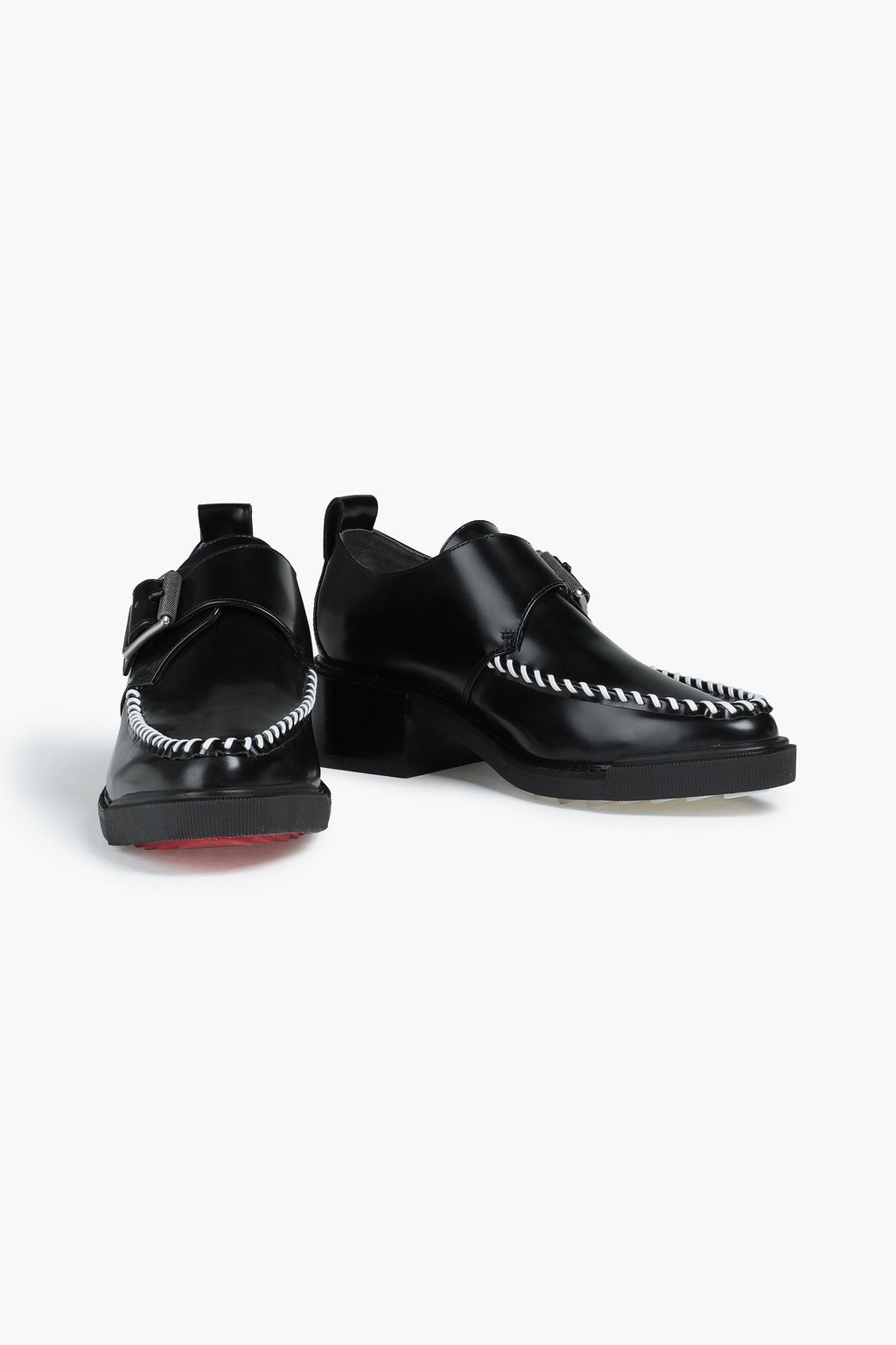 RAG & BONE Cruella whipstitched glossed-leather pumps