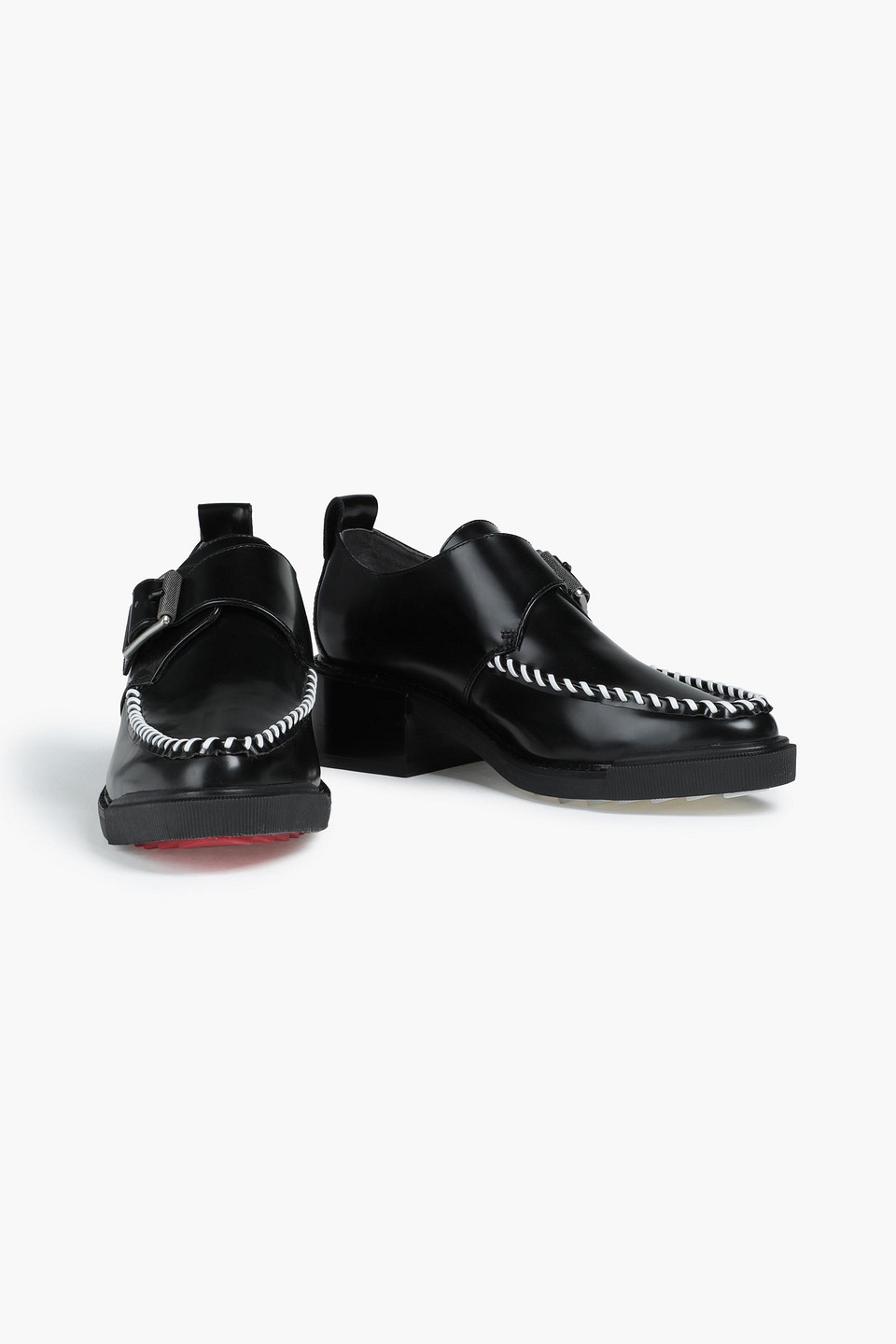 Rag & Bone Cruella Whipstitched Glossed-leather Pumps In Black