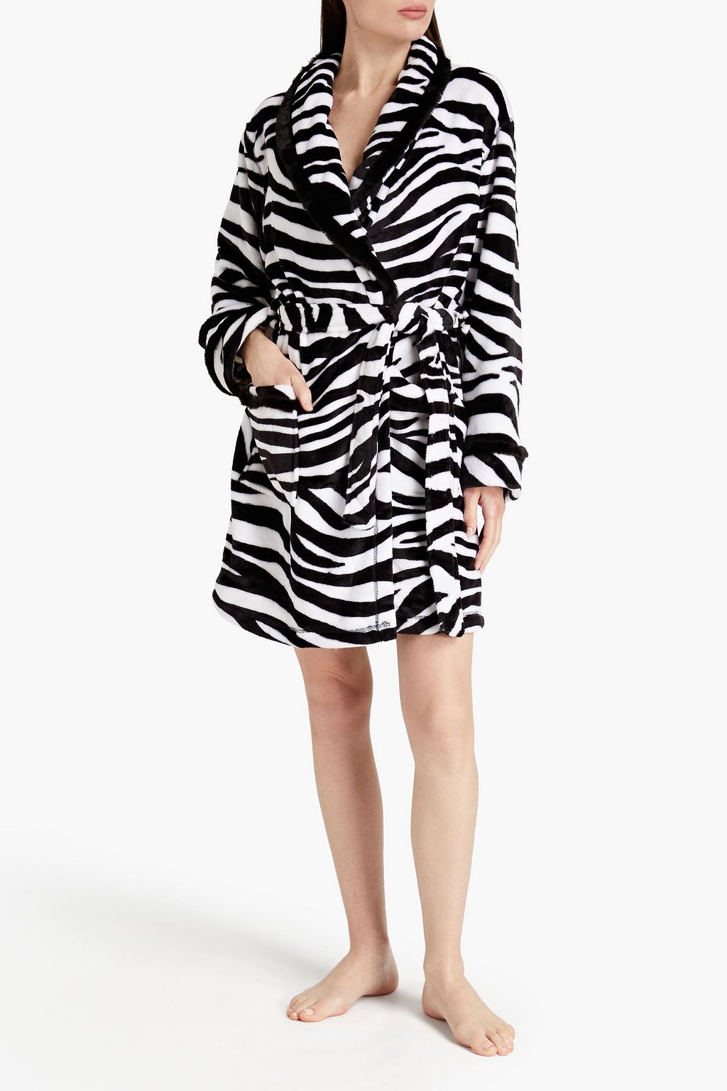 DKNY Zebra-print fleece robe