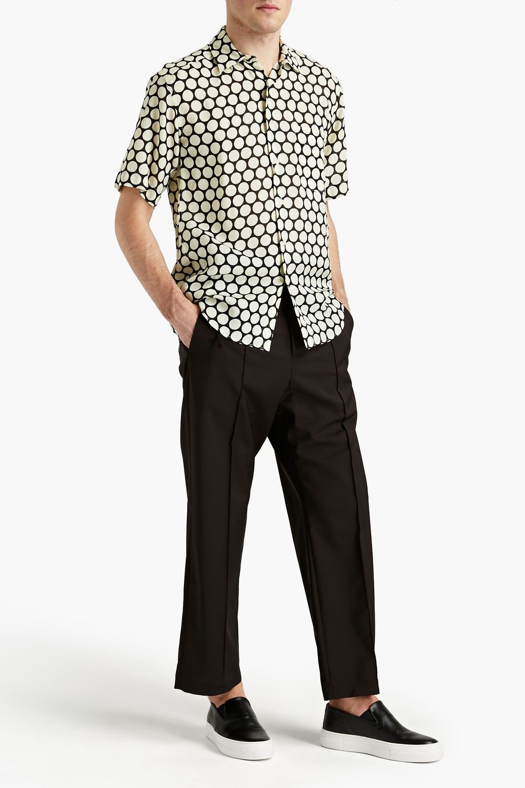 SANDRO Polka-dot Lyocell-blend shirt