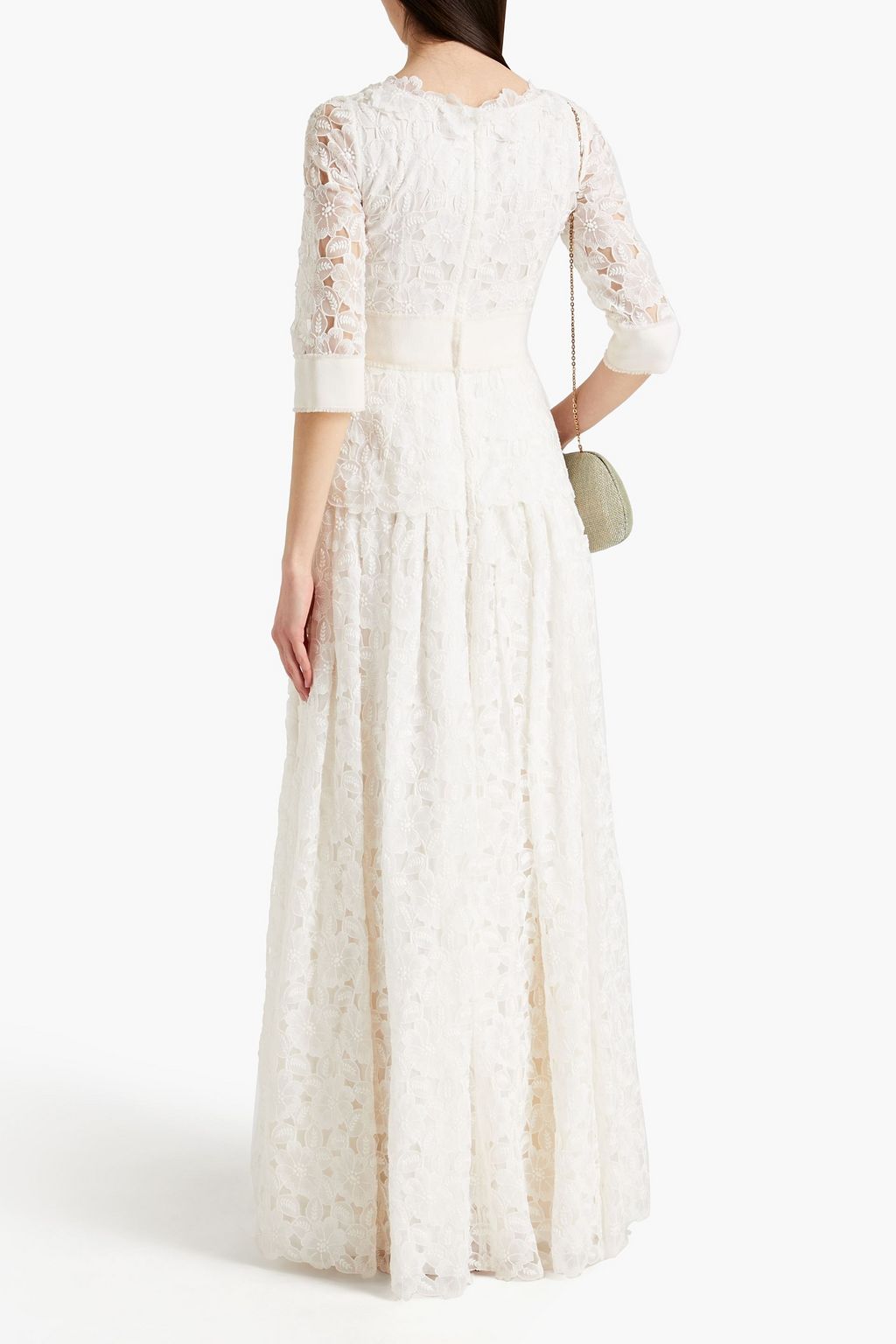 DOLCE&GABBANA Pleated broderie anglaise cotton-blend organza gown