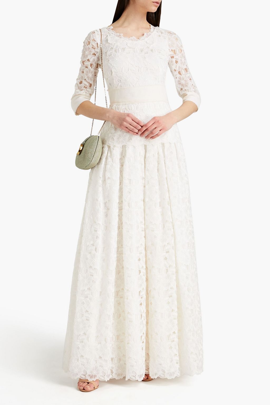 DOLCE&GABBANA Pleated broderie anglaise cotton-blend organza gown