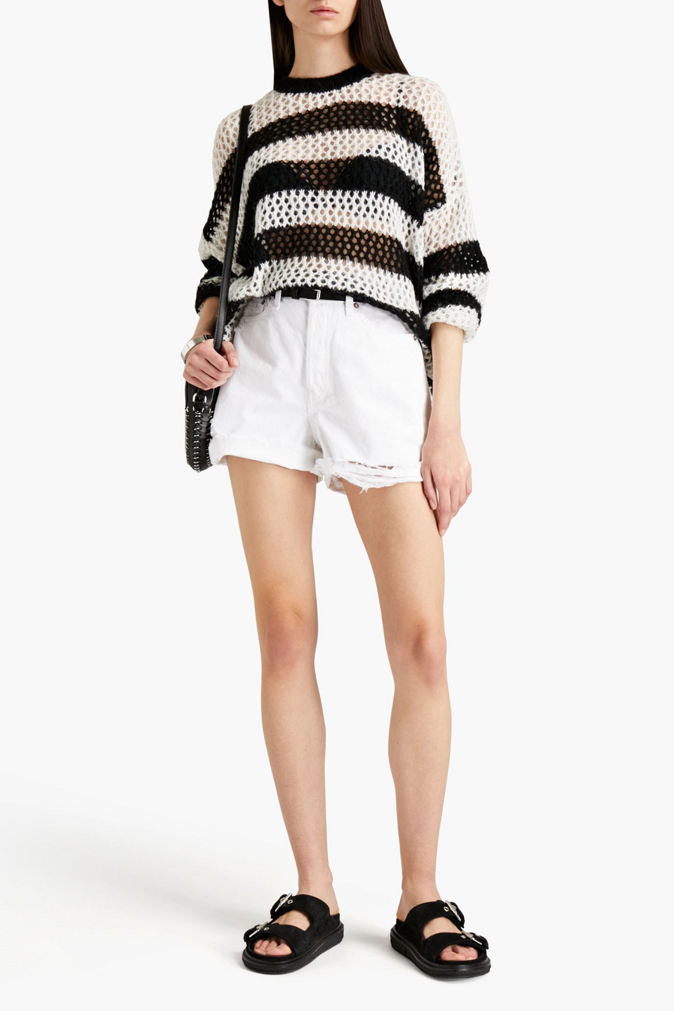 Rag & Bone Sadie Oversized Striped Open-knit Jumper In Multi